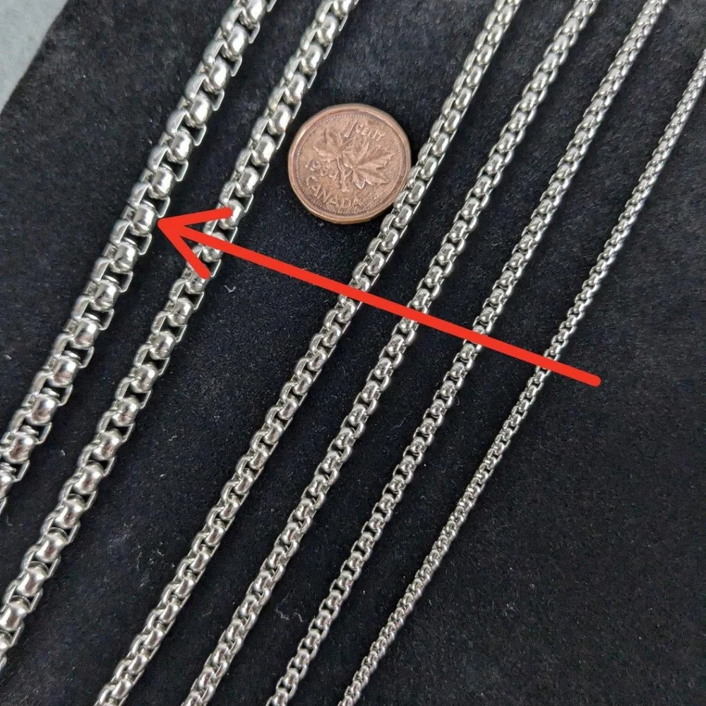 6mm stainless steel necklace box chain rolo link 18" - Picture 2 of 7